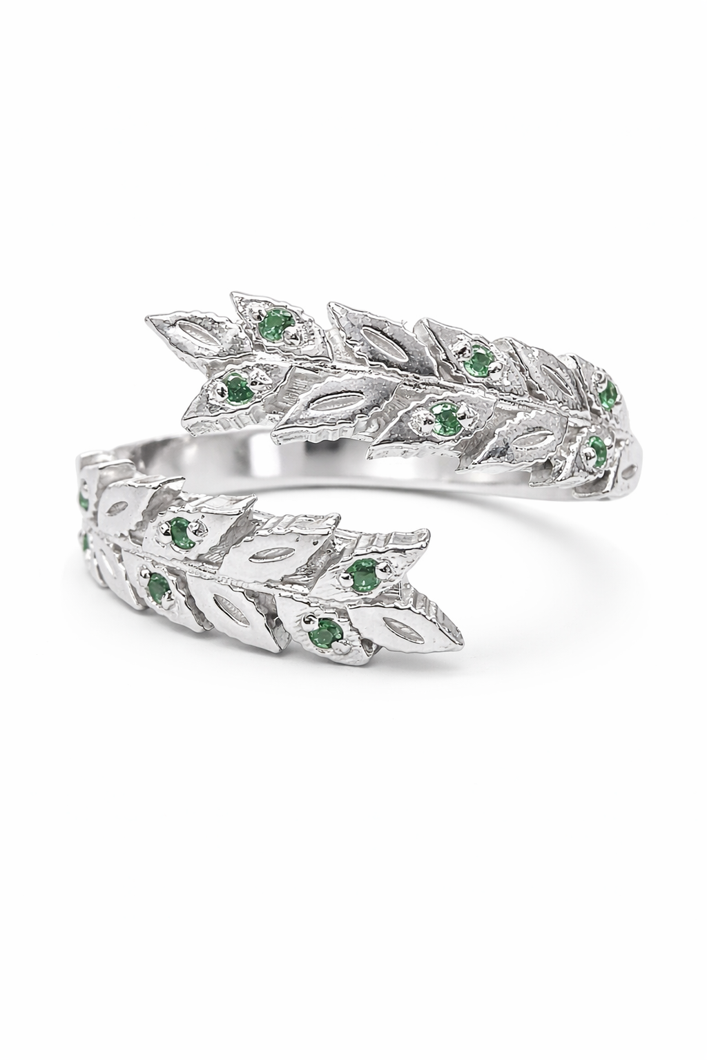 Anello Corona d’Alloro Contrarié – Argento 925 con Zirconi (Regolabile)