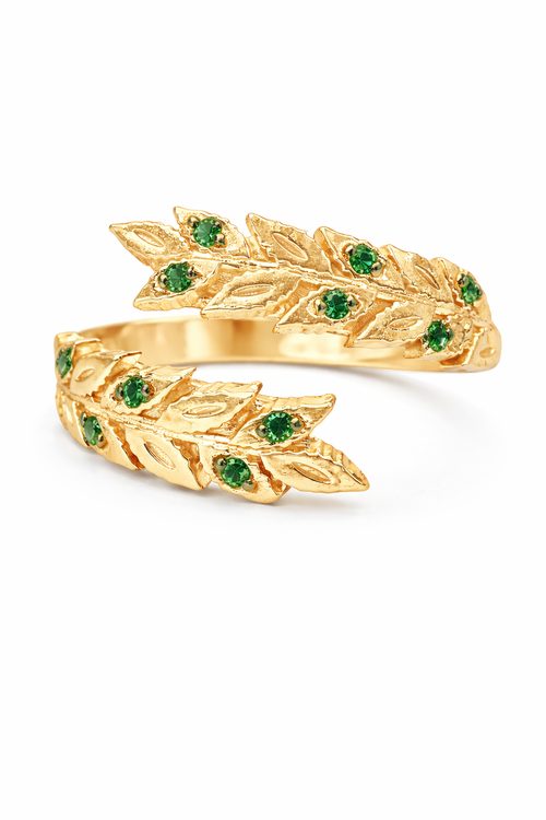 Anello Corona d’Alloro Contrarié – Argento 925 con Zirconi (Regolabile)