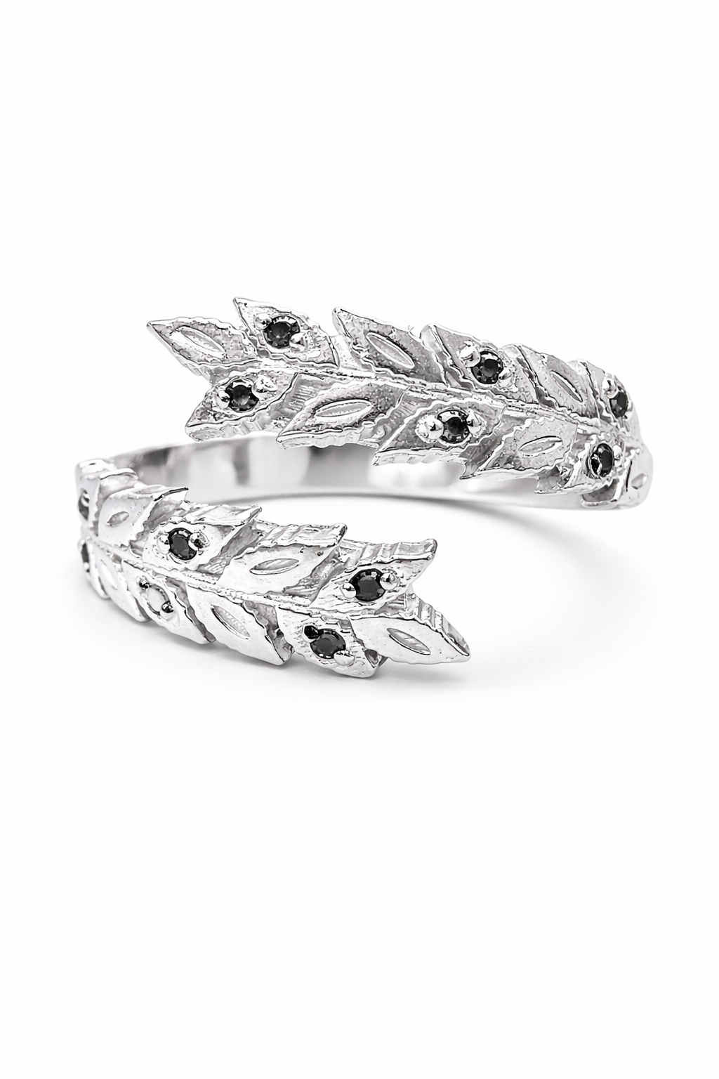 Anello Corona d’Alloro Contrarié – Argento 925 con Zirconi (Regolabile)