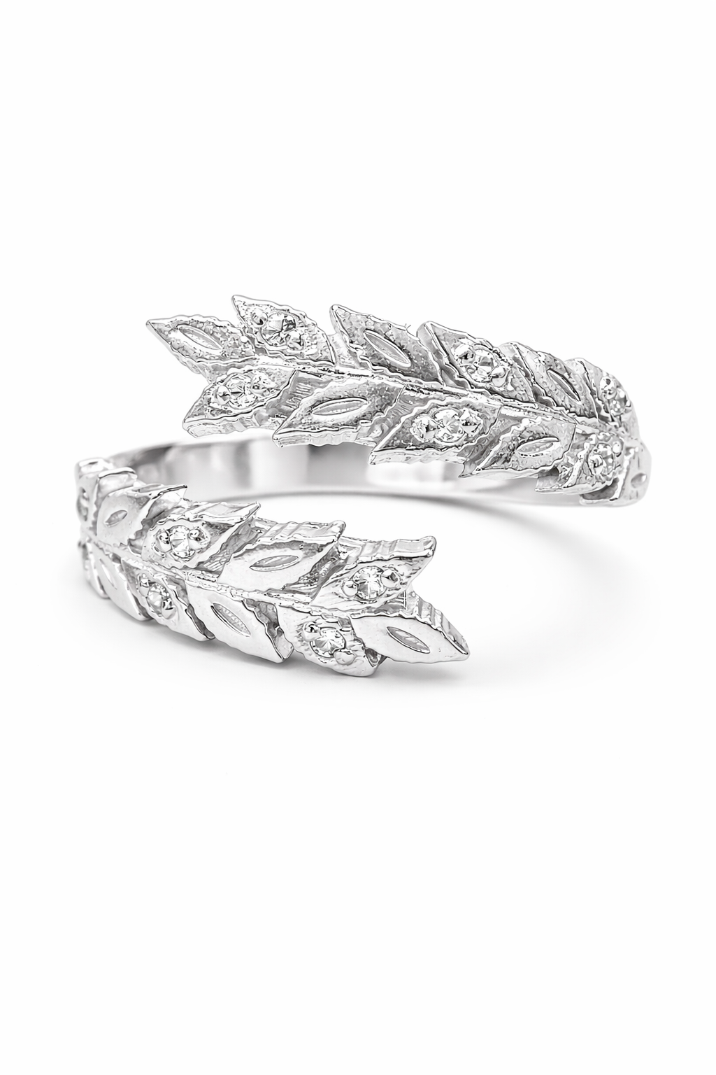 Anello Corona d’Alloro Contrarié – Argento 925 con Zirconi (Regolabile)