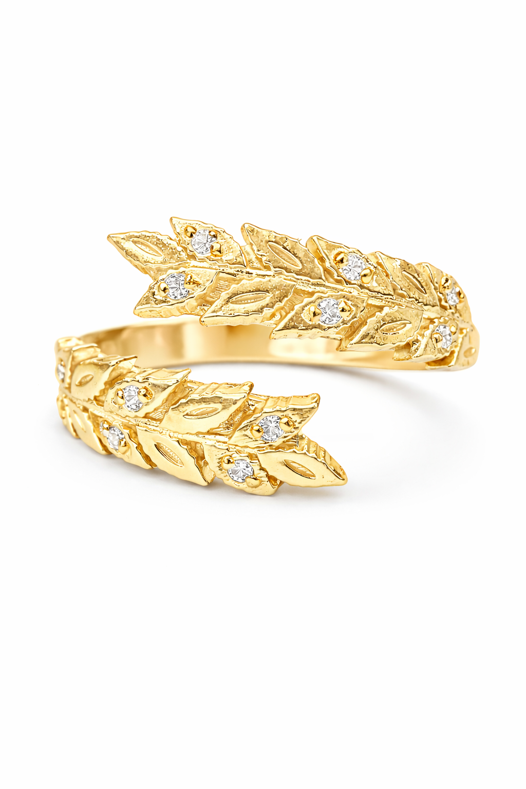 Anello Corona d’Alloro Contrarié – Argento 925 con Zirconi (Regolabile)